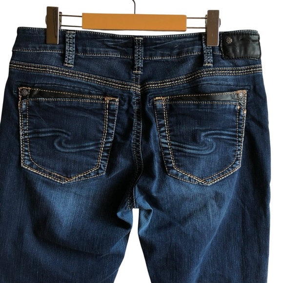 Silver Jeans RARE Suki High Slim Denim Size 33 Leather Detailing NWOT - Picture 8 of 16